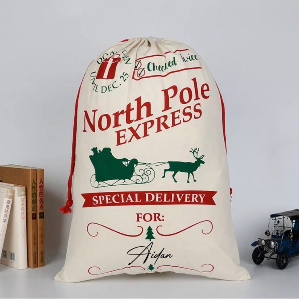 Santa Claus Holiday Gift Bag Christmas Canvas Bag Festival Fabric Bag